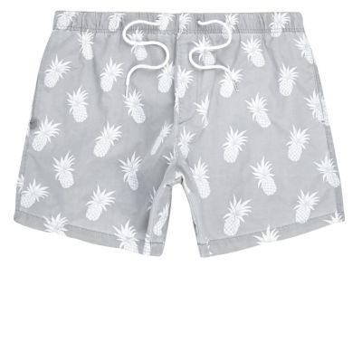 Grey pineapple swim shorts
